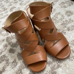 Michael Michael Kors Platform Sandals in Brown Leather